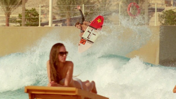 lady and surfer