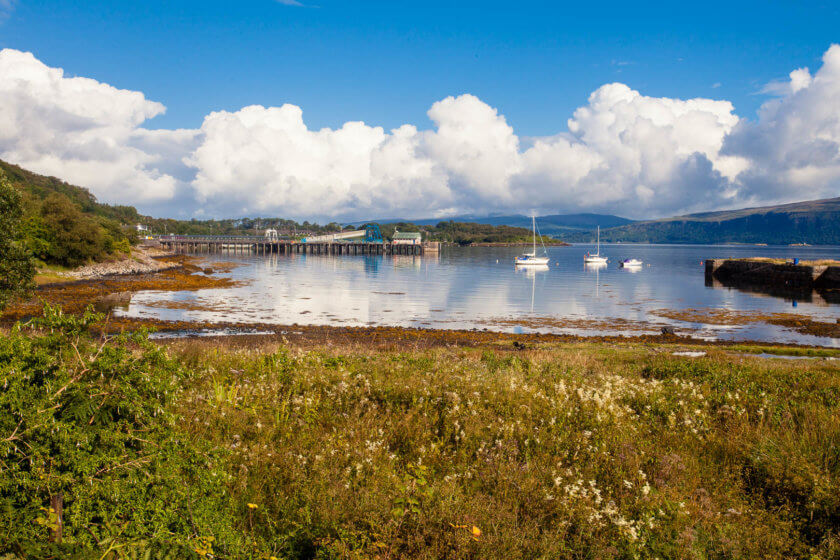 The bay of Craignure on the Isle of Mull, where the ferry from Oban arrives several times a day.