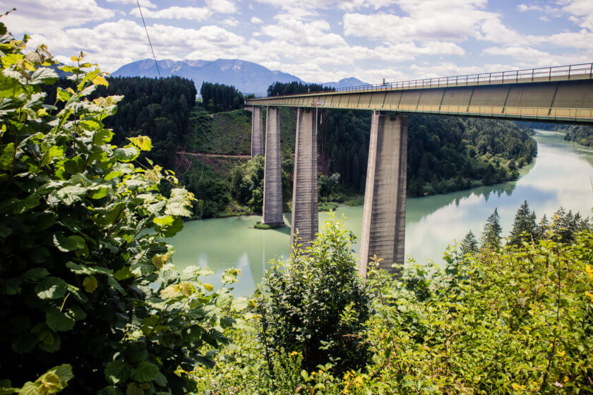 Jauntal bridge abve the river Drau in Austria.