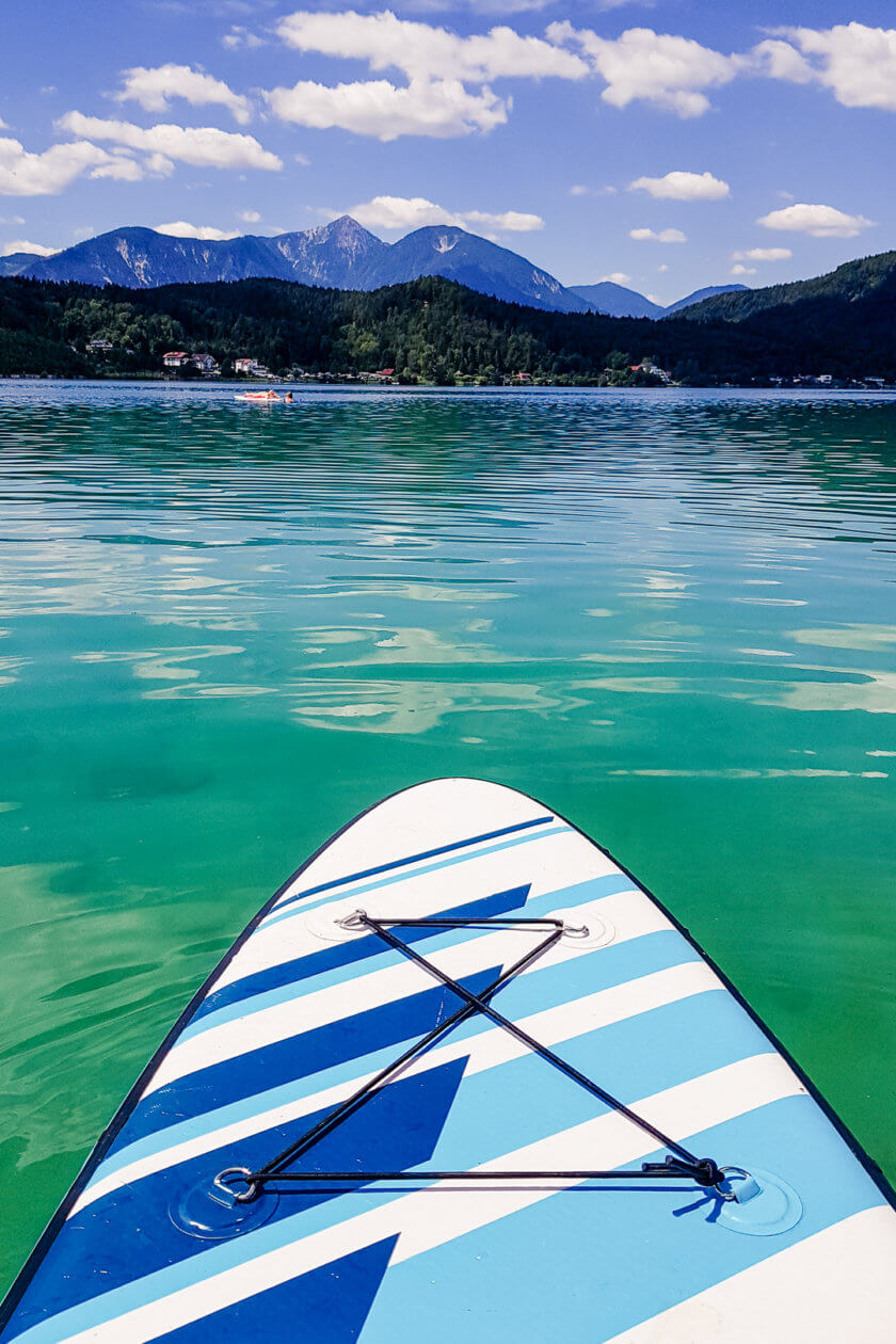 Stand up paddling on a lake in Austria