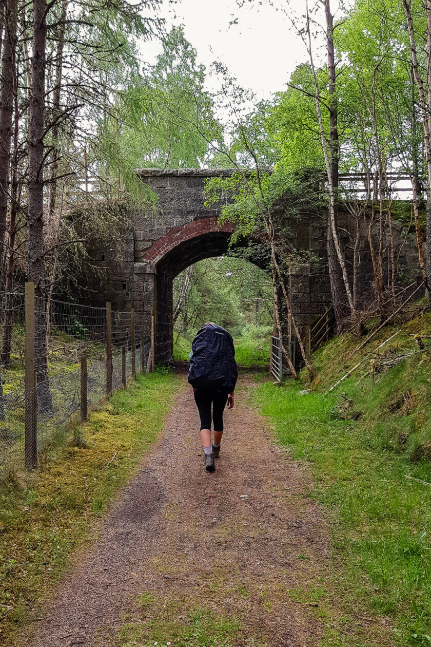Hiking with a big backpack in Scotland.