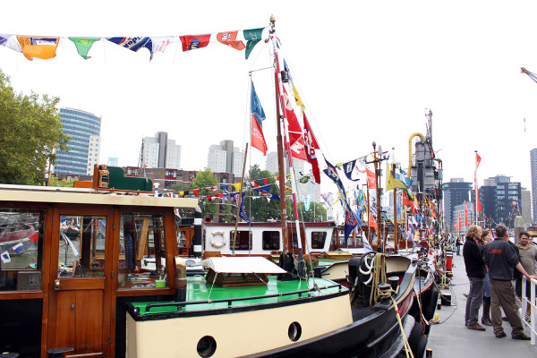 Boats lined up near Maritime Museum at World Port Days in Rotterdam