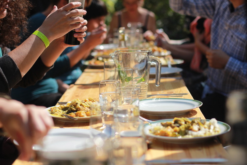 Communal table lunch