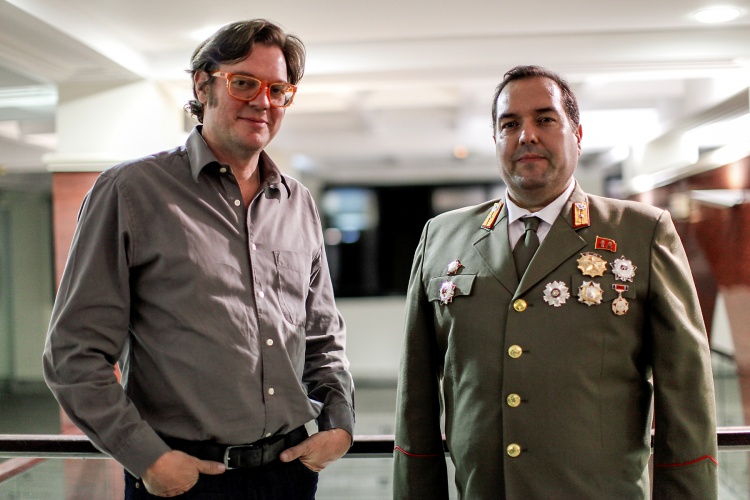 The filmmaker Ãlvaro Longorio with Alejandro Cao de BenÃ³s