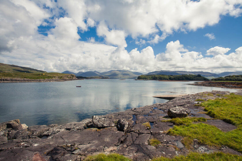 The views of Mull from the Isle of Ulva in Scotland.